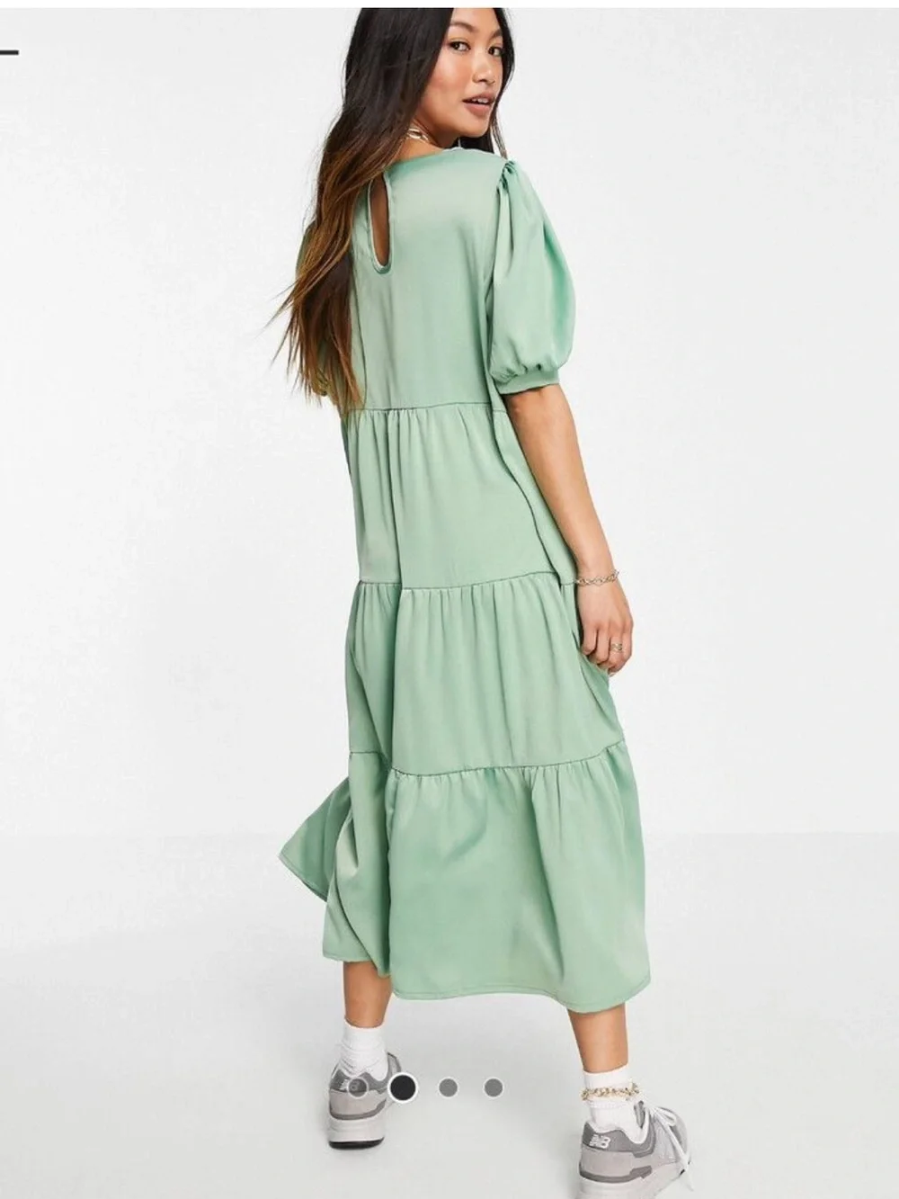 Heartbreak Sage Green Tiered Dress with Puff Sleeves